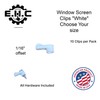 Window Screen Clips / “White” Plastic (Choose Your Size! /Size