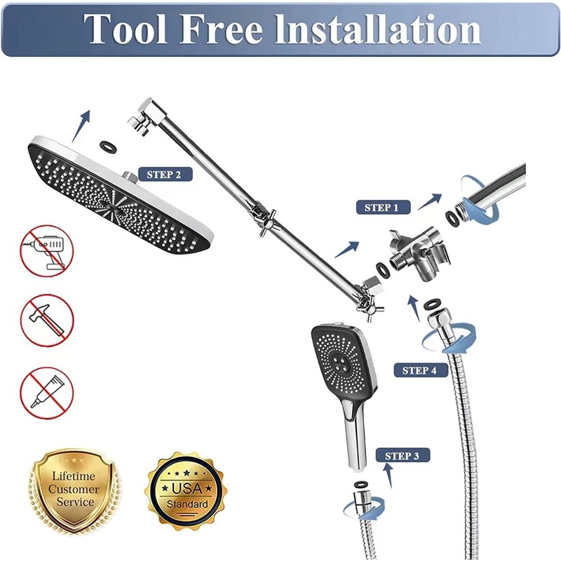 12 Inch Rain Shower Head with Handheld Spray Combo and