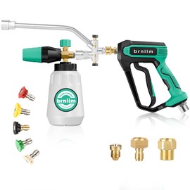 Pressure Washer Gun with Foam Cannon Car Wash Kit, Dual Channels-Foam/Water in 1s,1/4 Inch Quick Dual Connector Accessory for Car Wash Foam Gun & Pressure Washer Gun,with 5-Nozzle 3/8″ Swivel QC