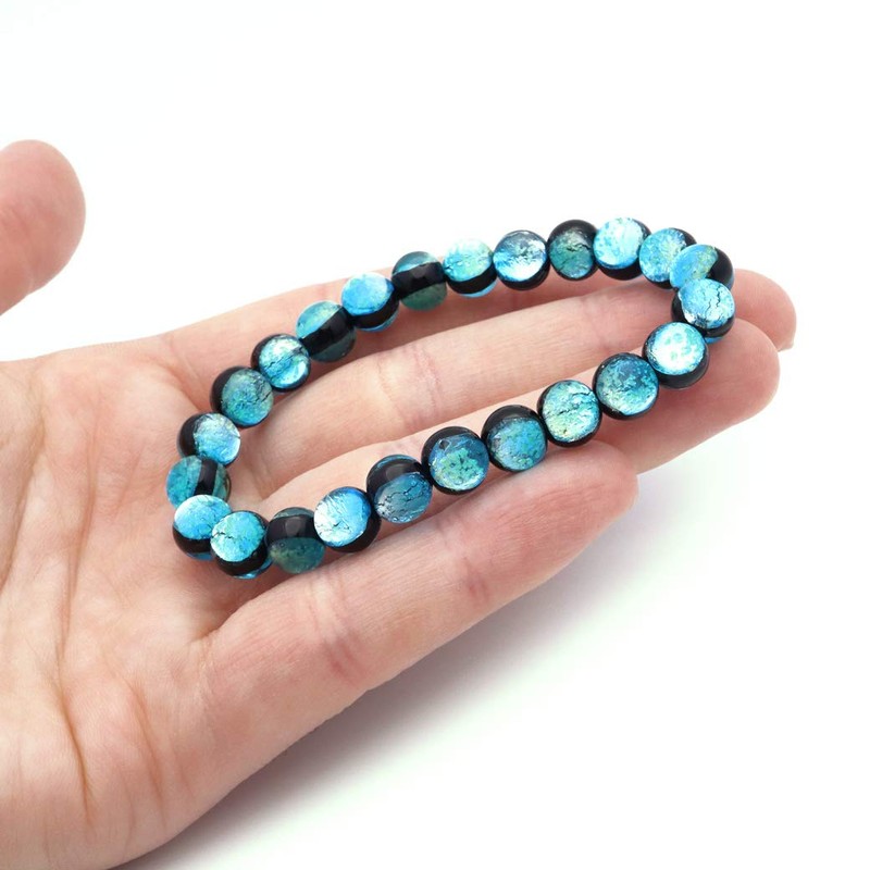 Gold Stone Luminous Hateruma Blue Firefly Glass Bracelet 0.3 inch