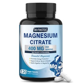 DRFOSTER Cápsulas de citrato de magnesio - Suplemento de magnesio puro de alta absorción de 400 mg para el estreñimiento, el sueño y el apoyo...      