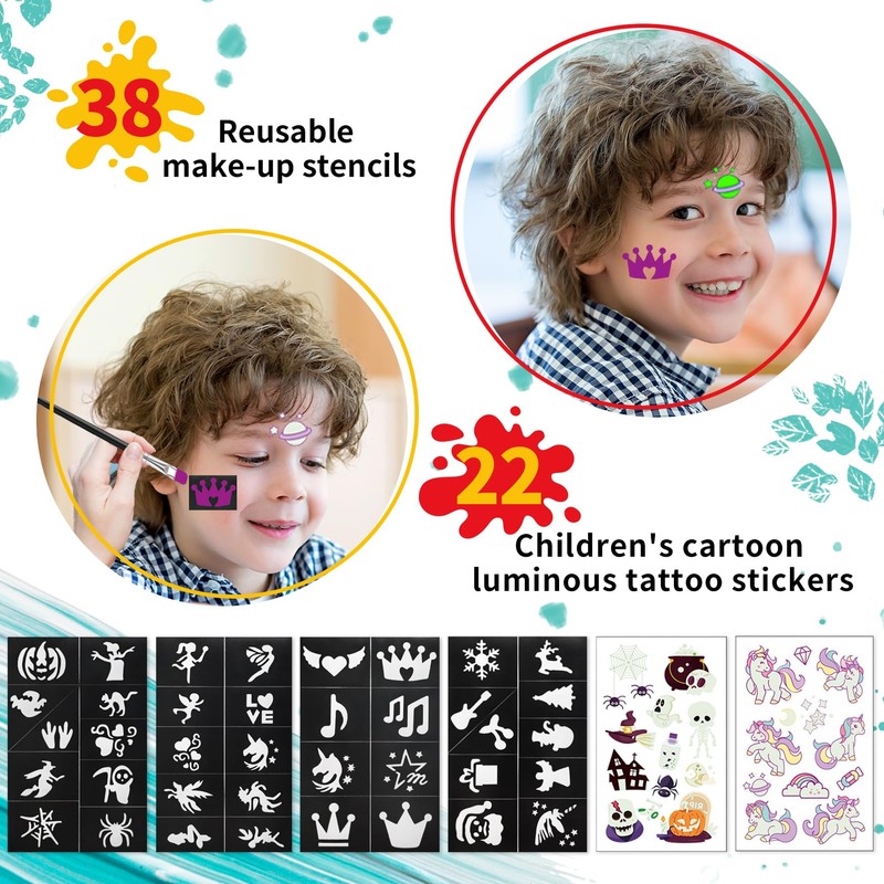 Mekkyes Children's Make-Up Set, 22 Colours, Washable Make-Up, Children's Face