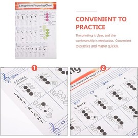 Saxophone Fingering Chart Poster，Basics Guide Exercise Comparison Table Standard Note Range Portable Coated Paper Beginners Sax Beginner Guide Coated Paper Saxophone Chords Poster
