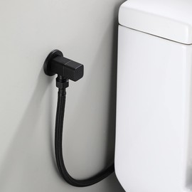 BORDSTRACT G1/2 Angle Valve Mixer Water Shut Off Valve Bathroom Toilet Sink Accessories Black Economy Mixer Adapter for Hot and Cold Water in Kitchen Bathrooms