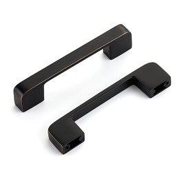 HOME EDIT Oil Rubber Bronze Cabinet Pulls 3-3/4 Inch Hole Spacing Wide Base Kitchen Cabinet Handles for Drawers 6 Pack