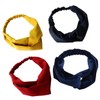 FOMIYES 4 Pack Solid Cross Design Headbands Soft Elastic Hairbands