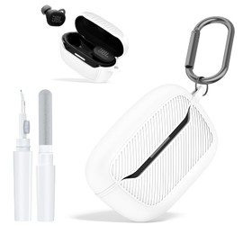 OAJ Soft Silicone Protective Case Cover for JBL Endurance Race 2, Front LED Visible, Compatible with JBL Endurance Race 2 Charging Case with Carabiner & Cleaner kit(White)