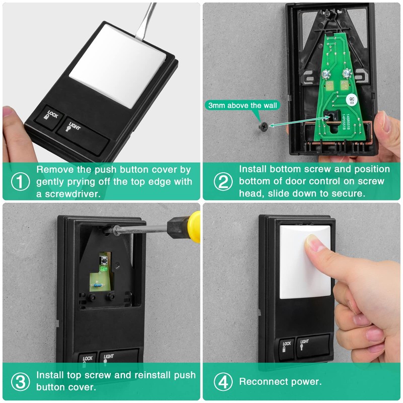 Garage Door Opener Control Panel, Multi-Function Wall Keypad Button Replacement