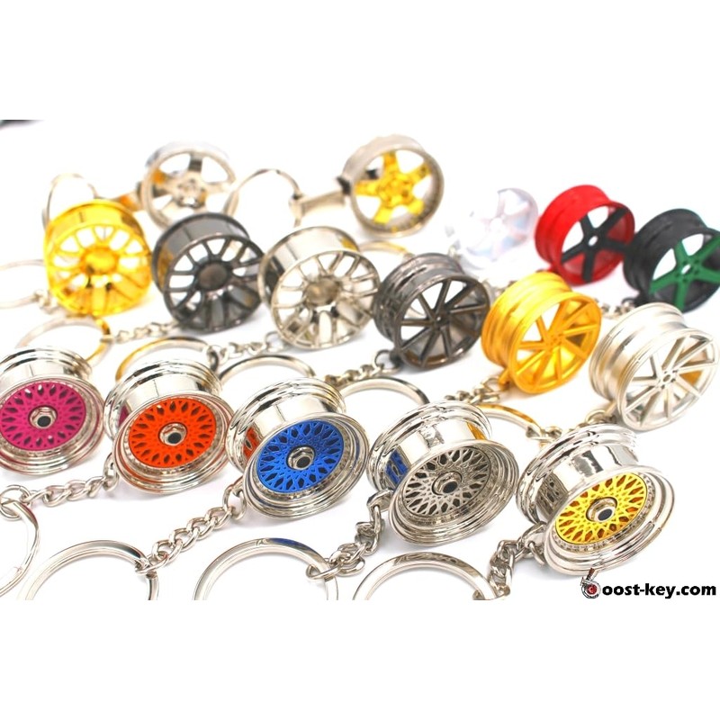 VmG-Store BBS Style Black / Chrome Rim Keyring - Solid