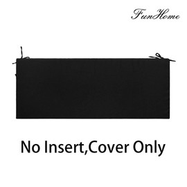 Outdoor Bench Cushion Cover 54 x18 x 3 inch,Waterproof Cover with Zipper&Ties,Fade-Resistant Slipcover,Patio Porch Swing Cushion Cover Replacement Only,No Insert(Black)