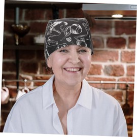 COLLBATH 6Piezas Gorros de Chef Unisex Ajustables Set de Negros Rayas Blancas con Diseño de Utensilios Gorro de Cocina para Hombres y Mujeres para Restaurantes y Uso Profesional