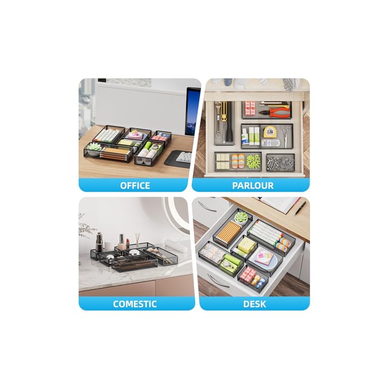 Marbrasse 5 Pack Desk Drawer Organizer Set with Adjustable Divider