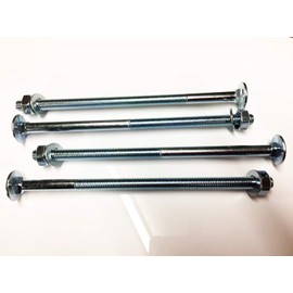 Pack of 4 M10 x 200 Carriage Bolts Round-Head Bolts BZP 4.8 Complete with Full Nuts & Form A Washers DIN 603