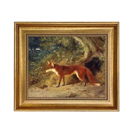 Schooner Bay Co. - Fox and Feathers 8 x 10” Oil Painting Print on Canvas Gold Frame Home Wall Art Décor Equestrian Horse Fox Hunting Sporting Ready To Hang