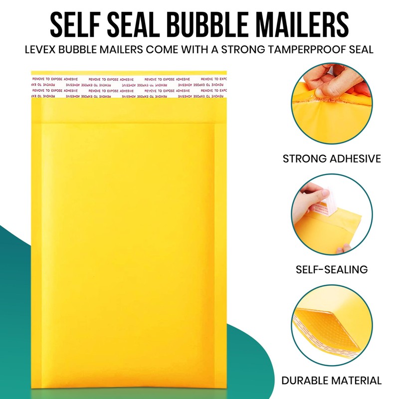 Levex - #000 4" x 8" [10 Pack) Kraft Bubble