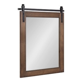 Kate and Laurel Cates Refined Decorative Framed Wall Mirror, 24 x 30, Walnut Brown, Farmhouse Barn Door-Inspired Wall Decor with Substantial Frame and Modern Charm