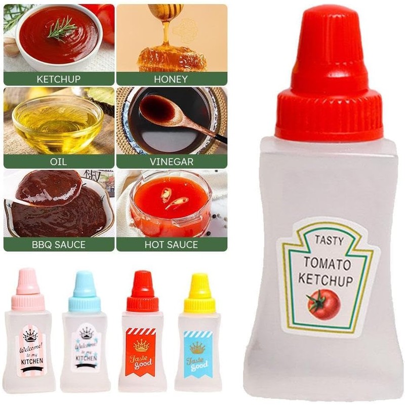 Wentoenapp 2Pcs Mini Ketchup Bottle, Condiment Squeeze Bottles Empty, Plastic