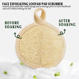 JYTDBCS Gesichtspeeling Luffa Pad Scrubber, manuelle Gesichtsreinigung und Make-up-Entferner-Bürste, 4 Stück, natürliche Loofa-Schwamm-Pads massieren Poren und reinigen Mitesser, ohne die Haut zu