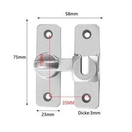 HAPPOW 2 Stück Schiebetür Schloss, Schloss für Schiebetür 90°/180°-Zweiwegeinstallation, Schiebetürschloss aus Aluminiumlegierung, mit 8 Schrauben, für Pendeltür, Schiebetür, Badezimmertür