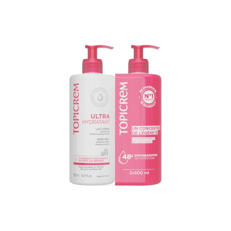 Topicrem Essentials Ultra-Moisturizing Body Milk 2 x 500ml by Topicrem