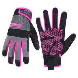 HLDD HANDLANDY Womens Safety Work Gloves - Touch Screen Mechanic Glove for Gardening, Driving, Yard Work & Construction - Breathable & Grip