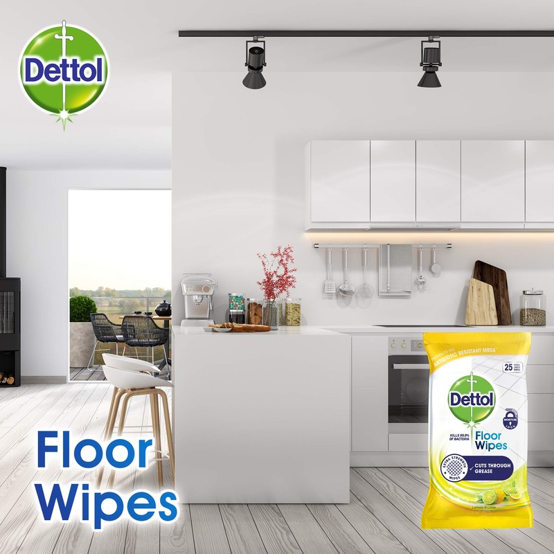 Dettol Floor Wipes Cleaning Lemon and Lime Extra large Wipes,