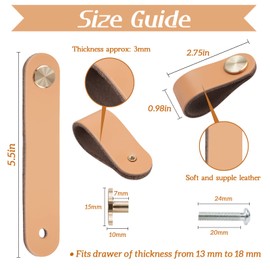 LEREATI 4 Pack Leather Drawer Pulls Gray Cabinet Handles Single Hole Dresser Knobs Cabinet Door Handle, Leather Pulls for Dresser, Closet, Kitchen Cupboard (Single Hole, Gray)