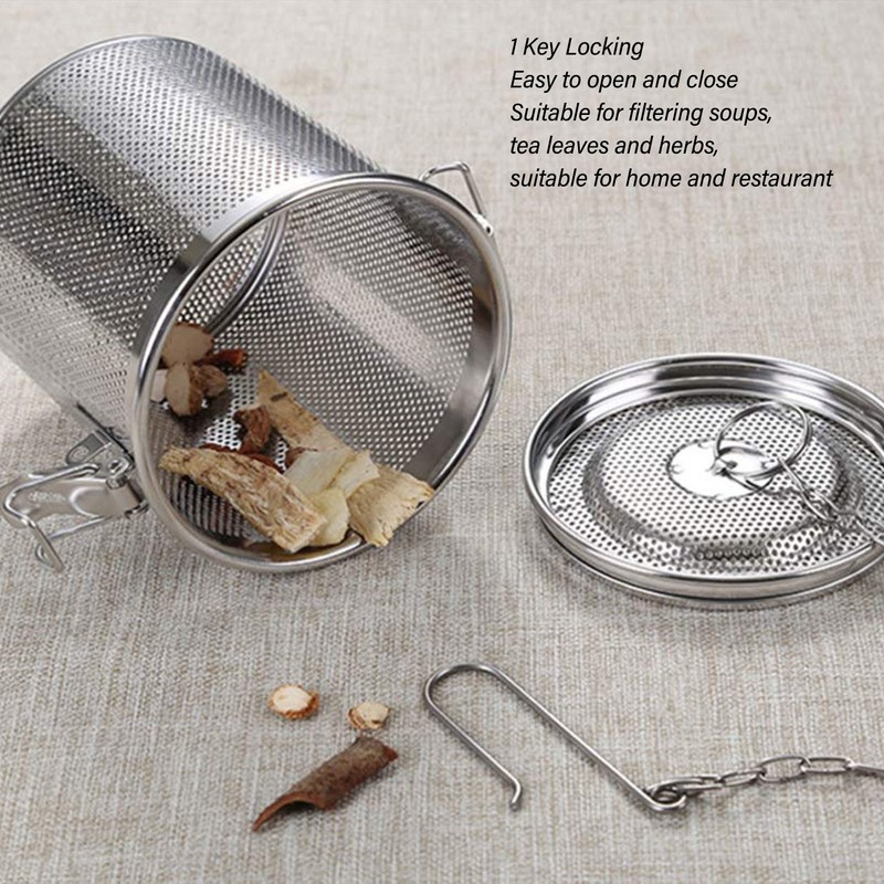 Seasoning Strainer with Hanging Chain Stainless Steel Tea Balls Filter