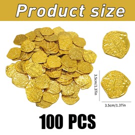 Pack of 100 gold coins for children, gold coin, pirate coins, pirate coins, play coins, treasure hunt, play money coins gold, pirate treasure children's birthday treasure, pirate party toy treasure