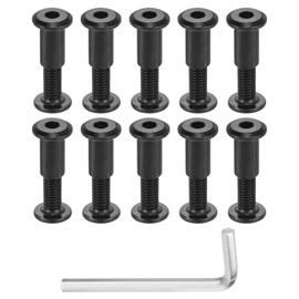 uxcell 15 Sets Screw Post, Male M6x25mm Carbon Steel Screw Rivets, Female M6x15mm Hex Drive Binding Screws Belt Buckle Binding Bolts Leather Fastener with 1Pcs Wrench, Black