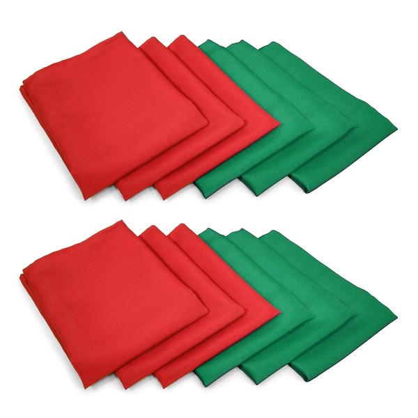 TableLinensforLess [12 Pack, Red/Green] Christmas Cloth Napkins 20x20 Inches, Polyester