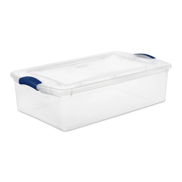 Unbranded 32 Quart Latch Box, Clear Plastic Storage Bin with