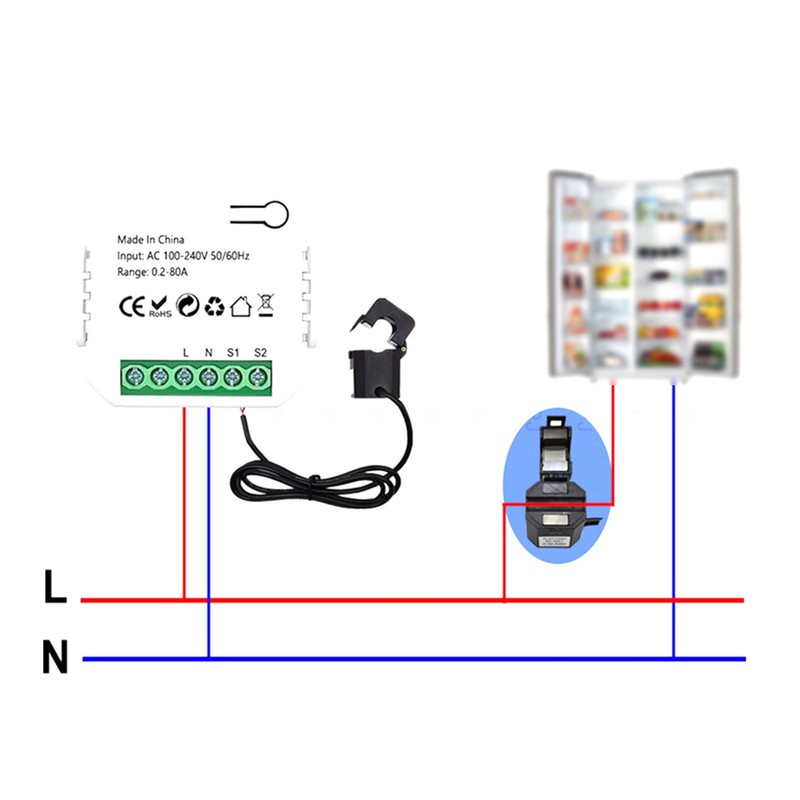 WiFi Energy Monitor Single Phase Smart Electricity Meter with Clamp