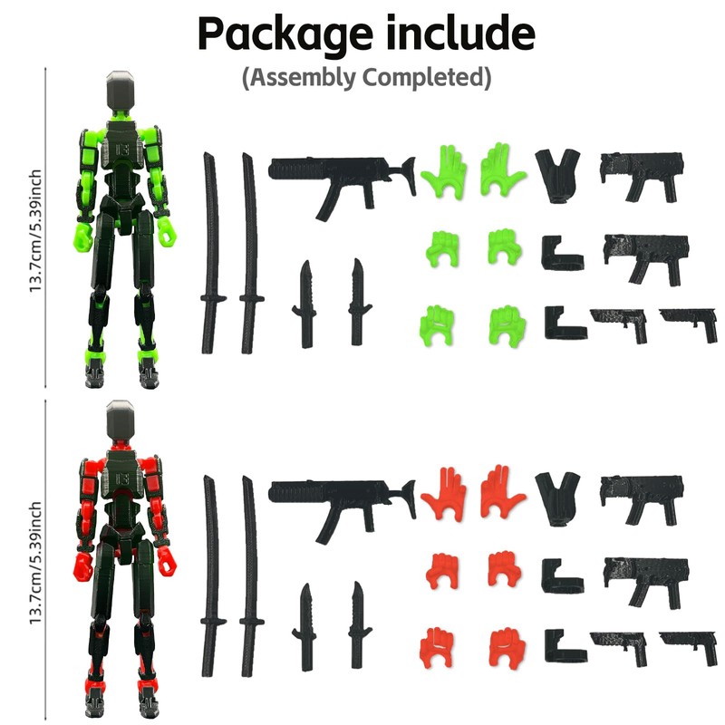 T13 Action Figure Set (Assembly Completed), 3D Printed Multi-Jointed, Titan