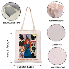 VAMSII Princess Merida Tote Bag Cartoon Movie Merchandise Gift Bra-ve Movie Fans Gift (Merida Tour tote)