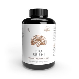 Pilze Wohlrab | Reishi Capsules Organic Powder | Pack of 200 | 1 Tin | 500 mg Pure Reishi Powder per Capsule | Vital Mushroom Powder | Highest Organic Quality