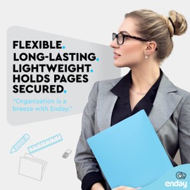 Plastic Folders with Pockets and Prongs Grey - Two Pocket Folder with Brads - 3 Prong Folders with Pockets for Letter Size Sheets, Also Available in Blue, Green, Red, Pink, and Purple, 1 Pc –by Enday