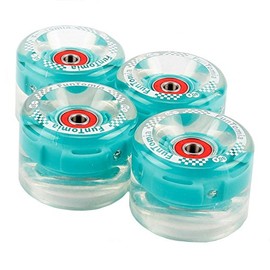FunTomia Set of 4 (LED) Longboard/Skateboard/Mini Board Wheels (Big Wheels) in 65 x 45 mm 80A Including ABEC-9 Ball Bearings and Metal Spacer 80A Wheel Hardness