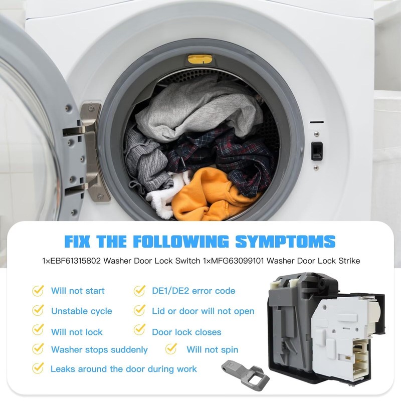 BUTITNOW Upgraded for LG/Kenmore Washers – Door Lock Switch &