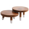 JOLLYMER 9” Round Dip Dyed Teak Plant Stand |Wood Risers