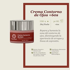 Crema Contorno De Ojos +60años MatiMati Ácido hialurónico, Alantoína, Pantenol, Vitamina E, Aloe Vera, Escualano, Hemiescualano, Repara, Antiarrugas, Colágeno 20 ml