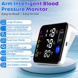 GUAEVER Blood Pressure Monitor Rechargeable Upper Arm Blood Pressure Monitors for Home Use Large Screen Bp Machine, 2x120 Memory, Voice Broadcast Bp Monitor (Black)