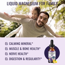 Magnesium Glycinate Supplement, Magnesium Liquid Drops with Magnesium Glycinate 500mg Vitamin B6, Ashwagandha, L - Theanine, Chamomile -Support Stress Relief, Bone, Muscle, Mood Vegan