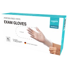 EUROPAPA® 100 x Vinyl Gloves, Disposable Examination Gloves, Latex-Free, Powder-Free, Vinyl Gloves, Size S, M, L and XL available (Transparent, XL)
