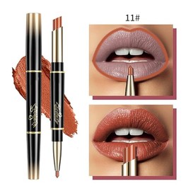 Lápiz Labial Y Delineador de Labios de Doble Punta 2 en 1, Lápices Labiales de Larga Duración Labial Mate Lápiz Labial Resistente Al Agua, lip Liner de Terciopelo (#11, 2in1)