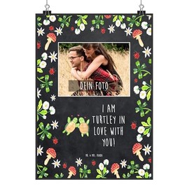 Mr. & Mrs. Panda DIN A4 Personalisiertes Foto Poster Schildkröten Paar - Geschenk, Partner, Liebesbeweis, Geschenk für Frauen, Ehemann, Heiraten,
