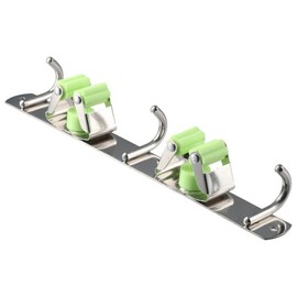 SSHHUI 1Pack Stainless Steel Wall Mount Broom Mop Holder Hanger Tool Rack with 2 Racks 3 Hooks for Laundry Room, Garden, Garage