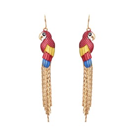 Parrot Earrings for Women, Cute Parrot Tassel Earrings for Girls, Parrot Bird Dangle Earrings Hypoallergenic, Tropical Parrot Drop Earrings, Bohemian Parrot Animal Statement Earrings(Red)