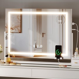 YITAHOME Vanity Mirror with Lights 24.6"x20" LED Lighted Makeup Mirror, Large Makeup Mirror with Lights, Touch Screen with 3-Color Lighting, Led Mirror Makeup, Dimmable, for Vanity Desk Tabletop