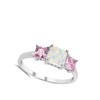 Square White Simulated Opal Pink CZ Cute Ring New .925